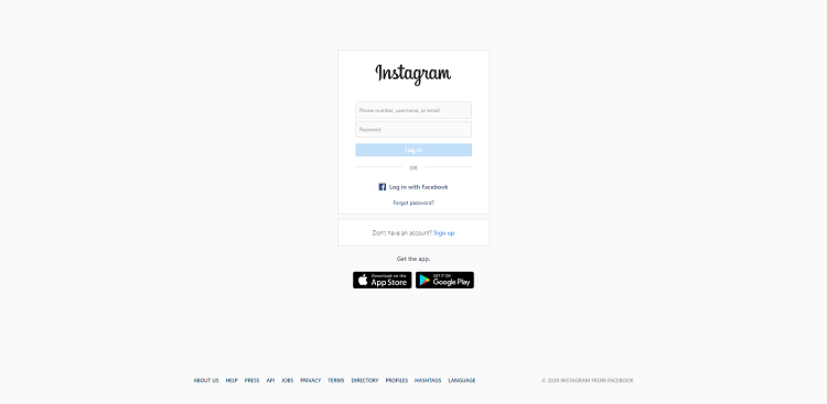 Instagram Web Log in