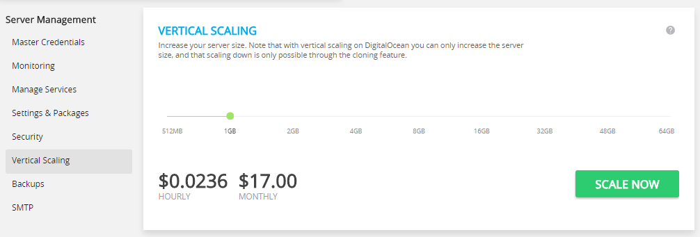 Cloudways Vertical Scaling