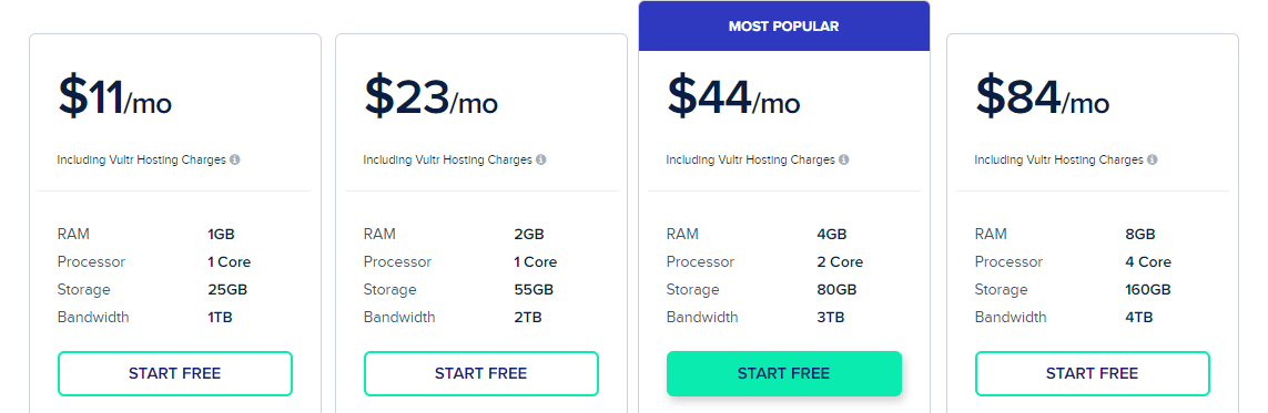 Cloudways Vultr Managed Hosting Plans